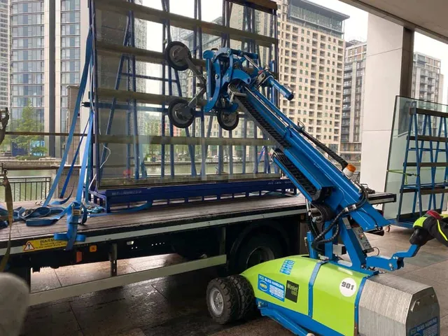 Using specialist equipment to remove heavy glass