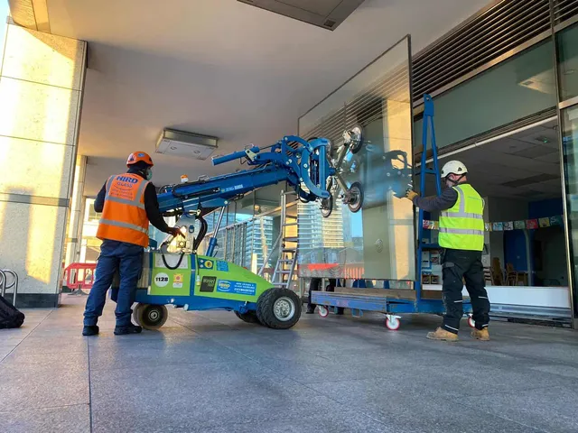 Heavy glass replacement for a shop