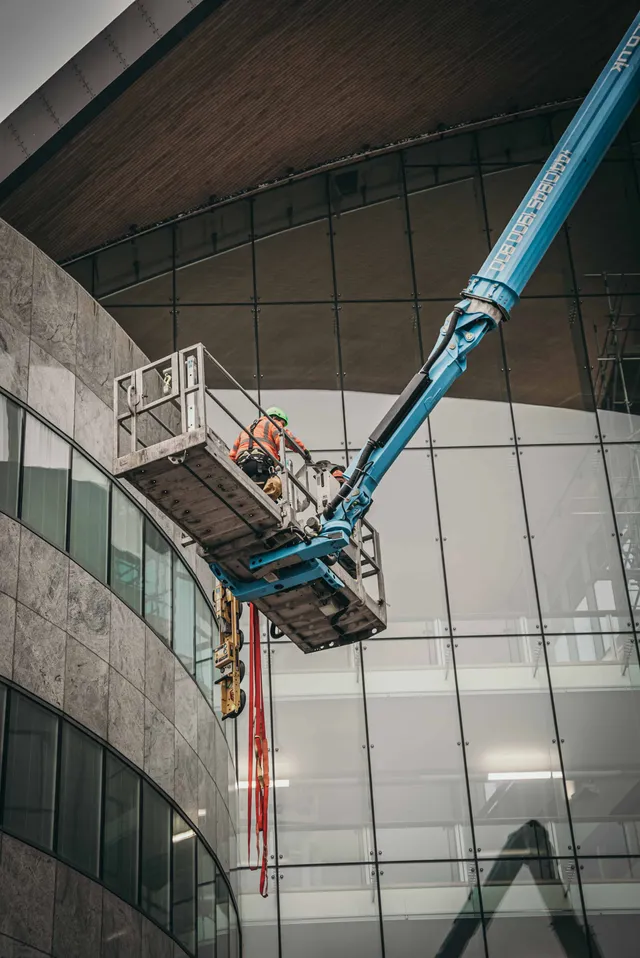 Using cherry picker to replace specialist glazing